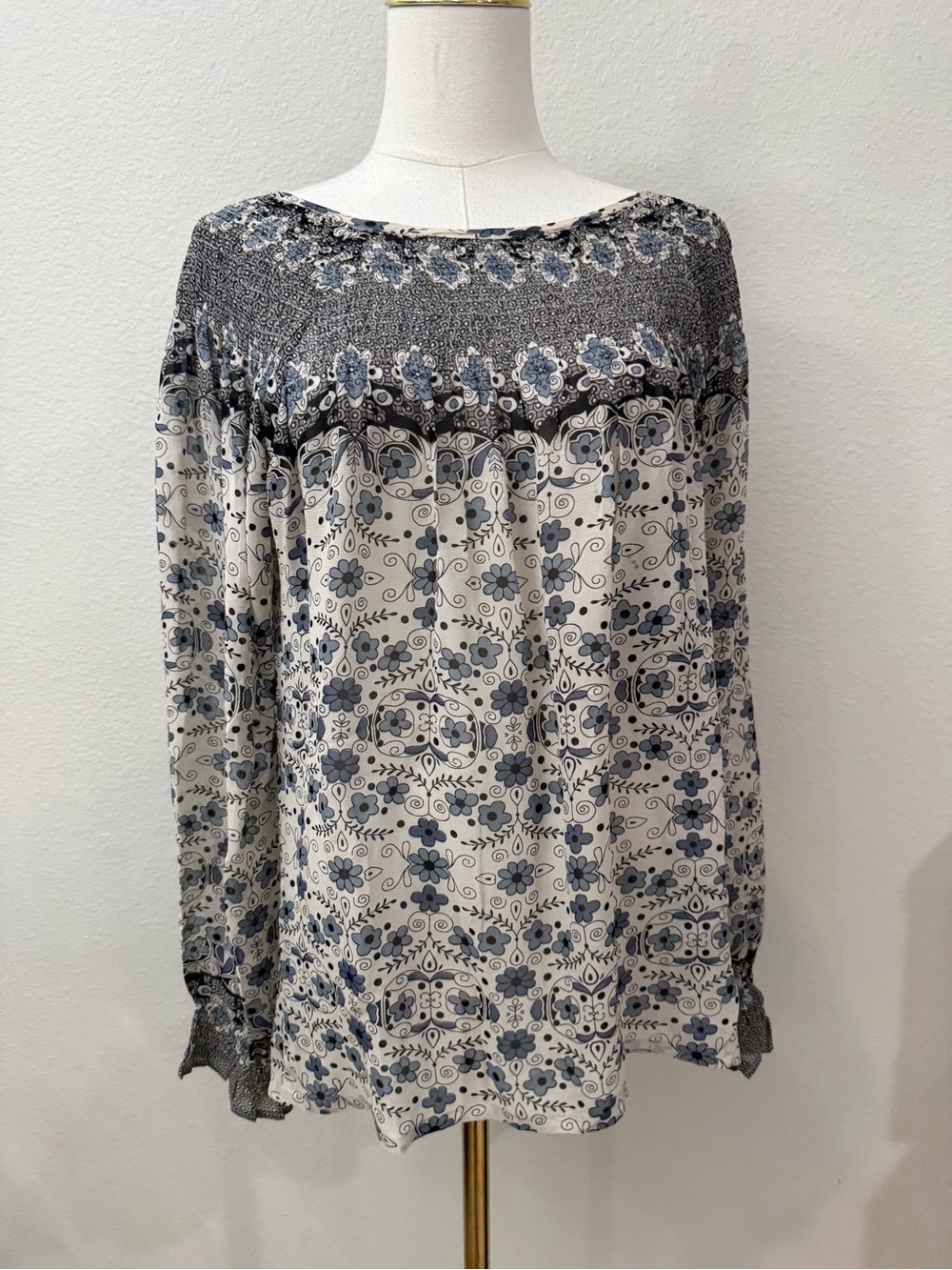 Sundance Boho Floral Peasant Top Sz S